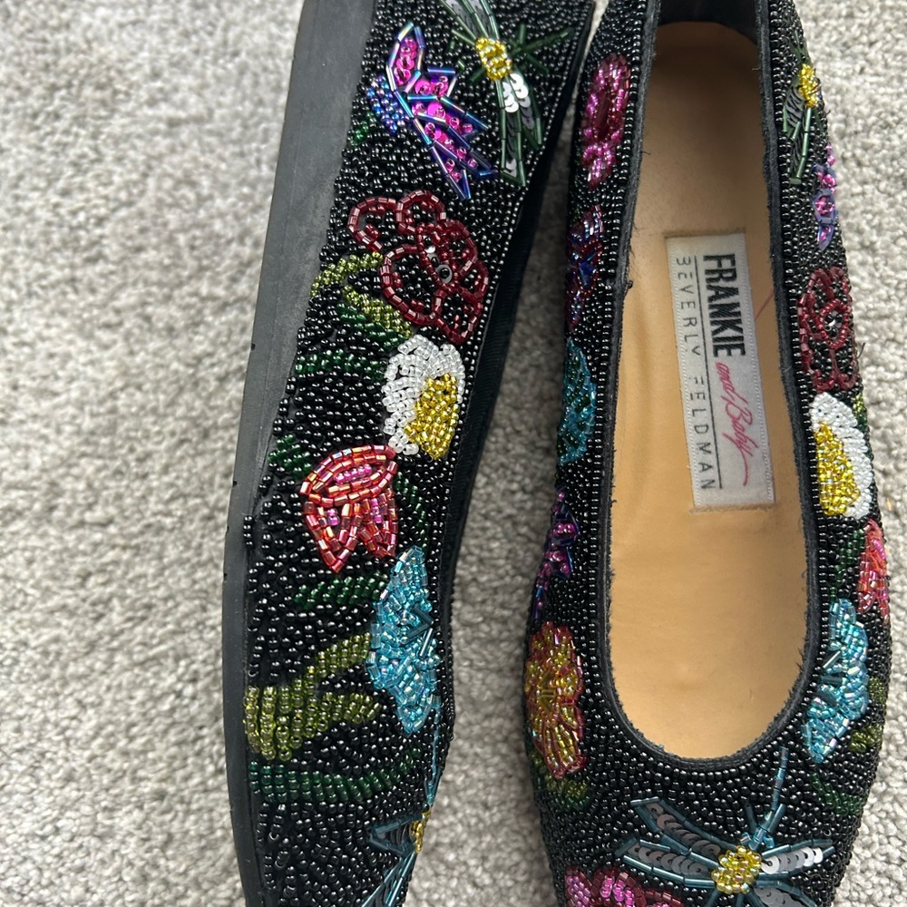 Frankie and Baby by Beverly Feldman Multicolor Beaded Flats Flower and Butterfly - Picture 2 of 3